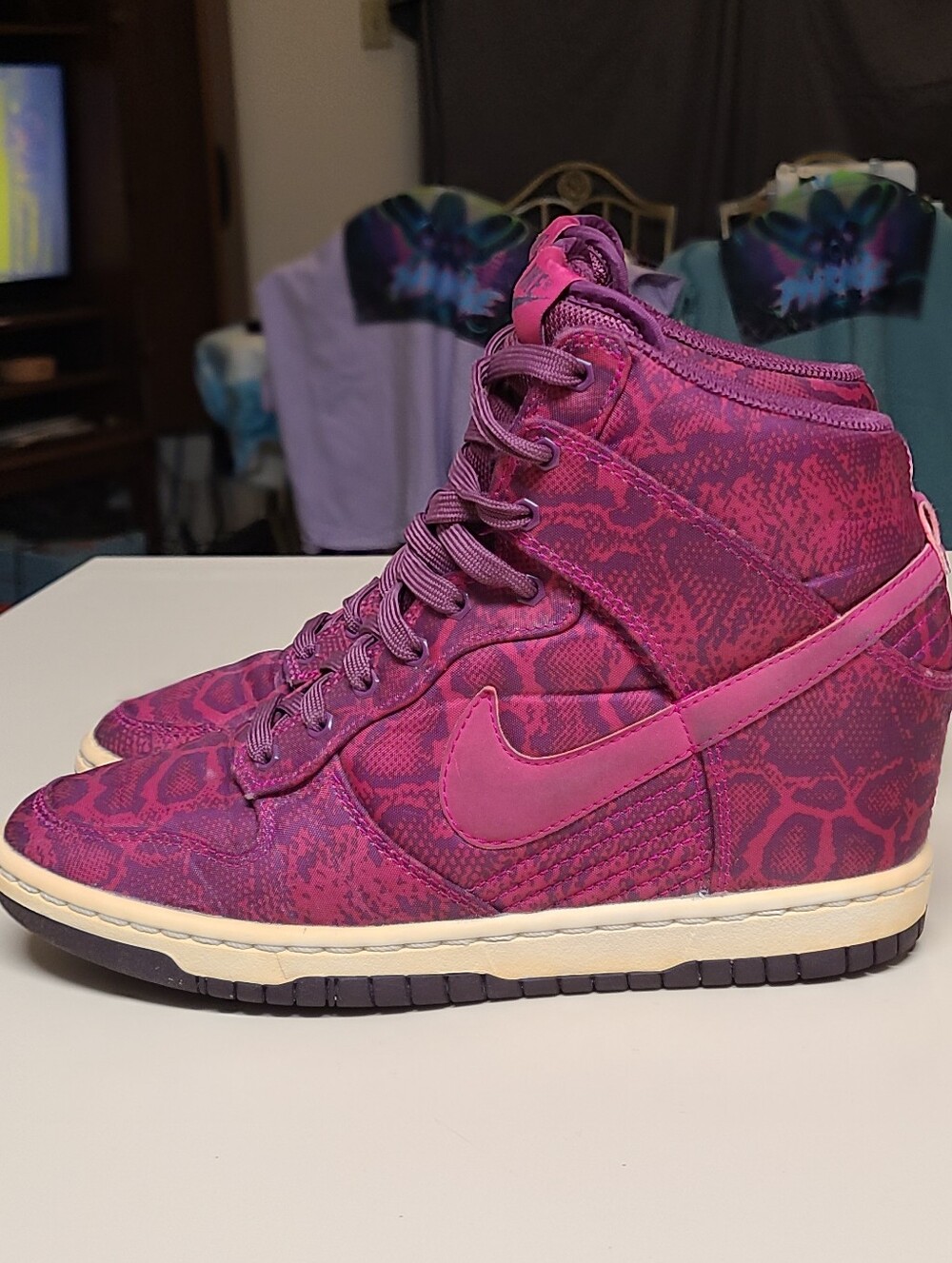 Nike Dunk Sky Hi Bright Magenta Python wedge skateboard sneakers size 7.5 - Picture 5 of 9